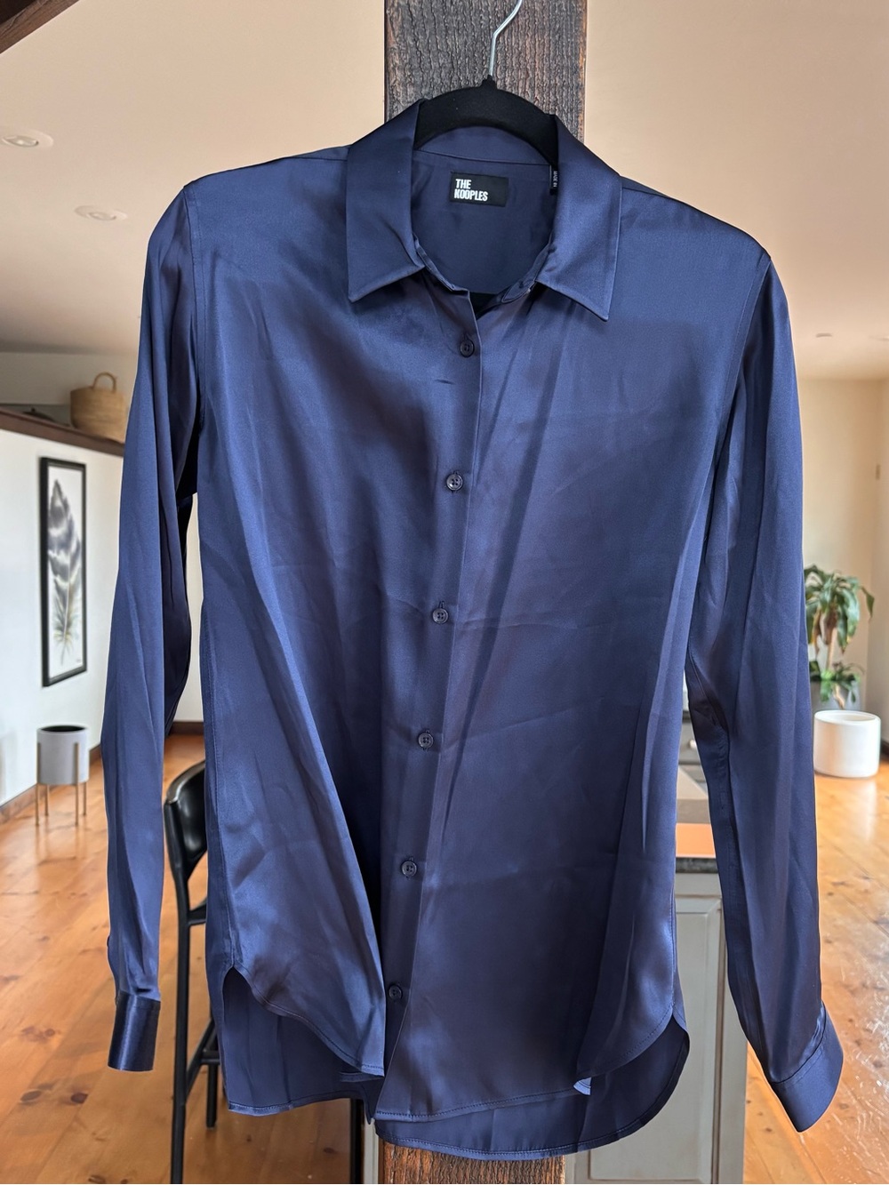 THE KOOPLES 100% Silk Navy Button-Down Blouse NWT Size Small - Picture 6 of 12